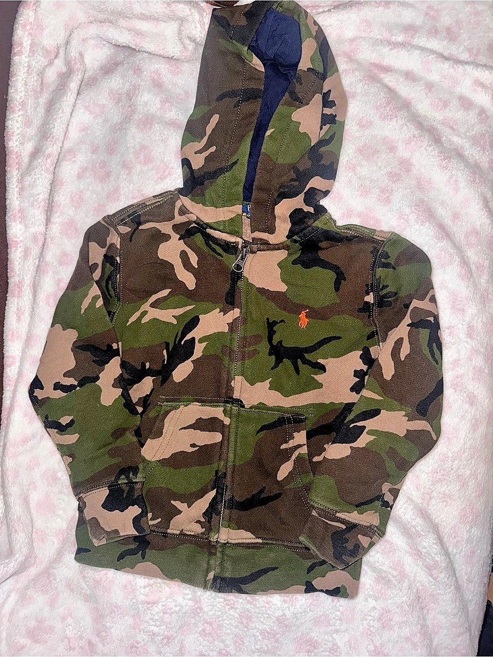 Polo Ralph Lauren Camo Full-Zip Fleece Hoodie Green & Brown Medium